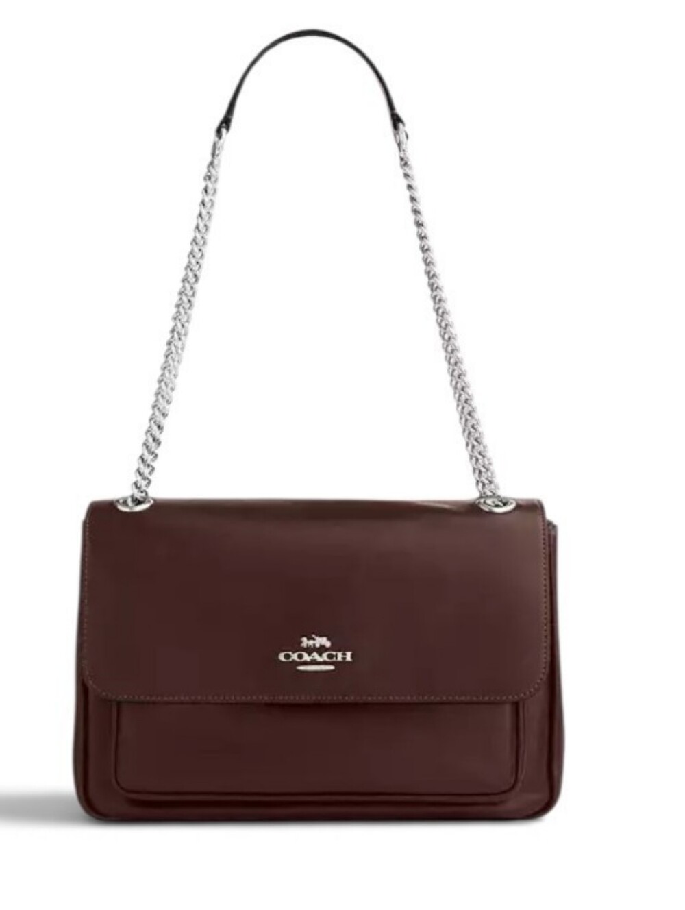 Coach Elodie Leather Shoulder Bag in Dark Brown